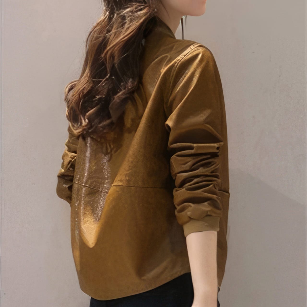 Women’s Biker Mustard Leather Jacket