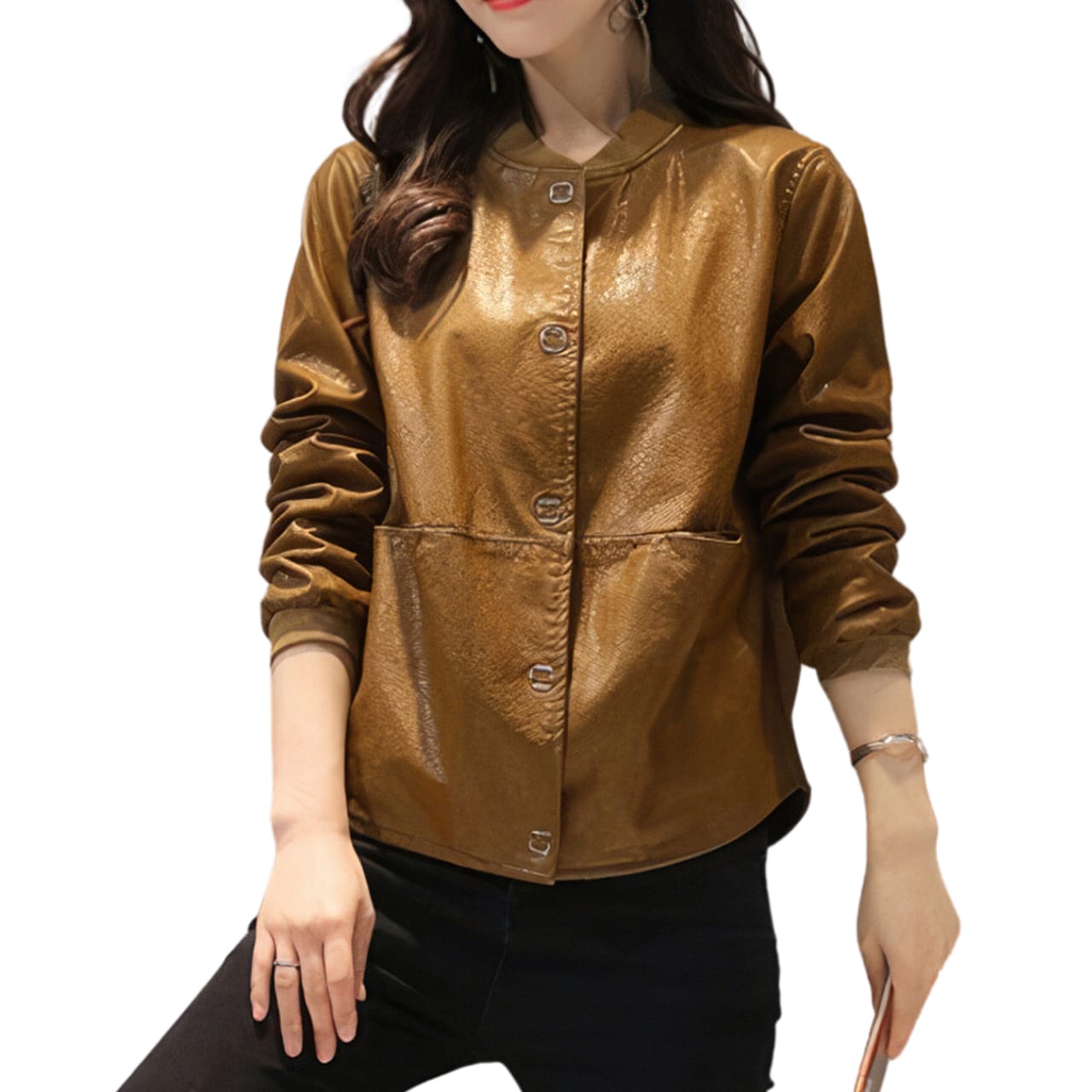 Women’s Biker Mustard Leather Jacket