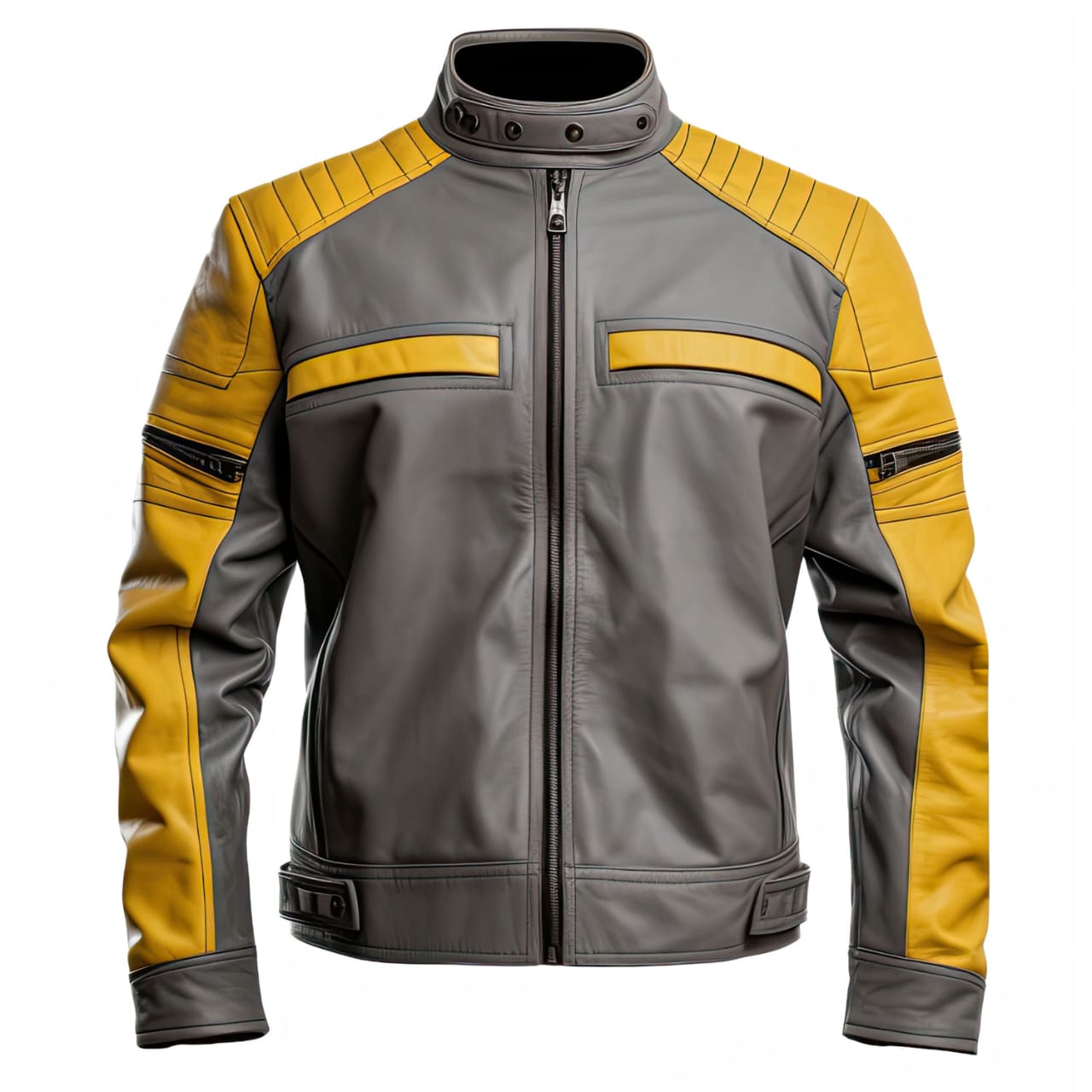 Men’s Grey Mustard Leather Jacket