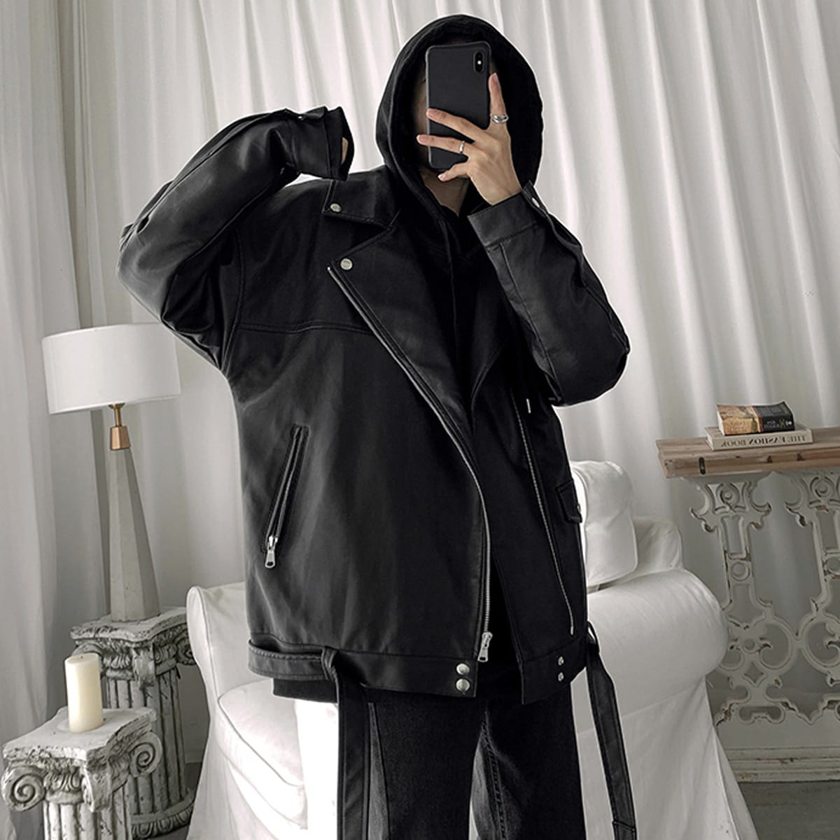 Men’s Black Baggy Leather Jacket