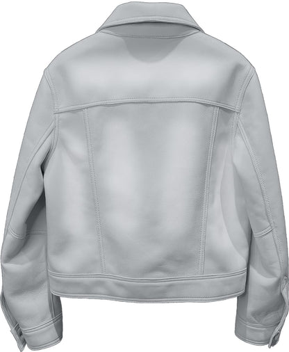 Women’s Grey Biker Leather Jacket
